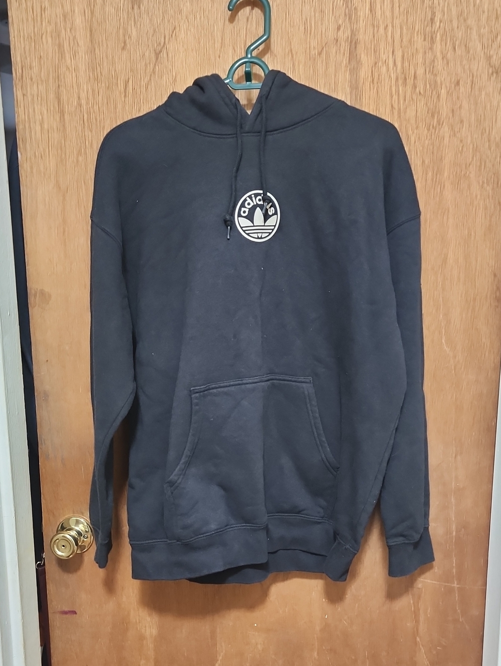 Adidas Black Hoodie with White Trefoil Badge- WOMENS L